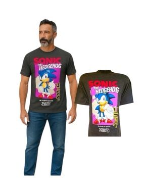 No Time For Games Sonic The  Hedgehog Retro Kanji Image Graphic Tee